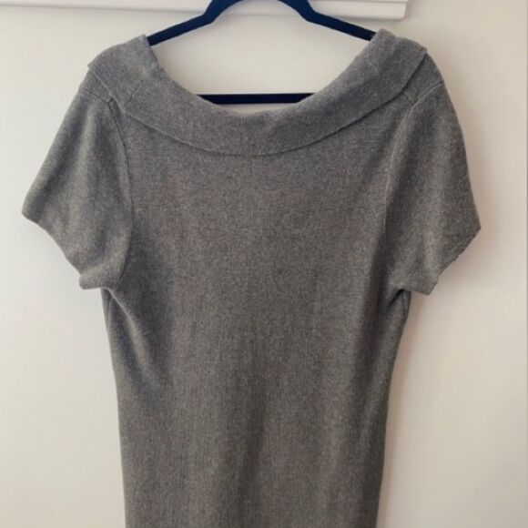 Wool Knit Sweater Dress Womens Large Long Tunic Cowl Neck Top Careerwear Holiday - Picture 7 of 12